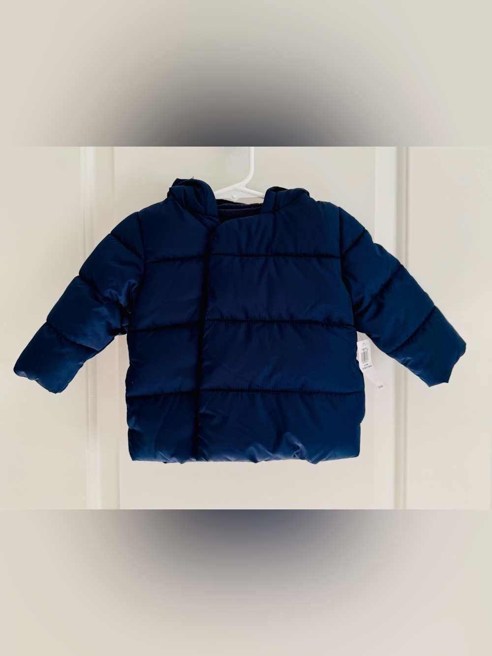 Old Navy navy Blue baby Hooded Puffer Jacket with bear ears